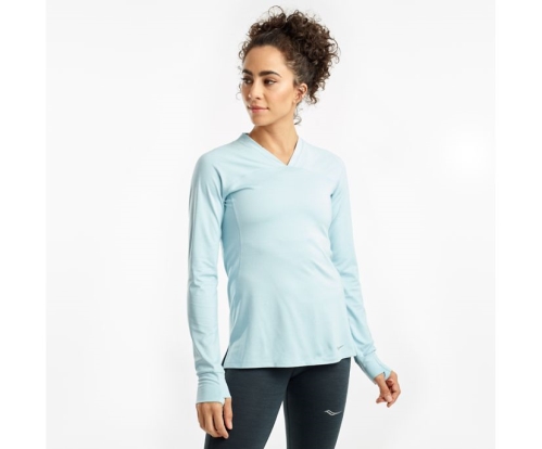 Tenis Saucony Overlook Long Sleeve Mujer Tops Ropa Winter Sky Heather México MX-609-XV